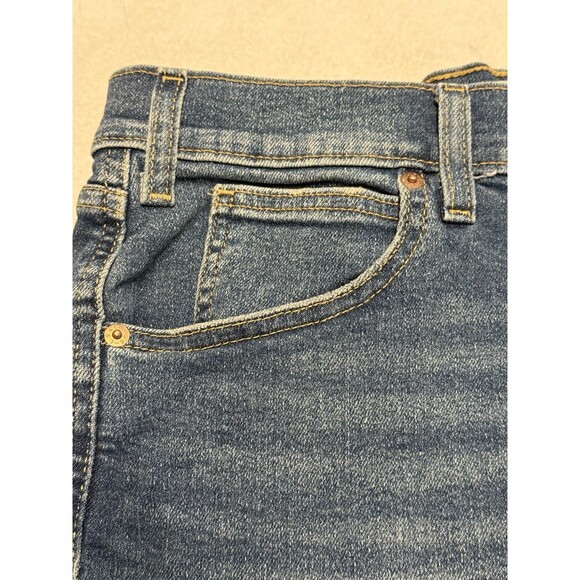 Women’s Levi Heritage Blue Denim High Rise Stretch Fringe Jean  Shorts Sz 12 New - Picture 3 of 9